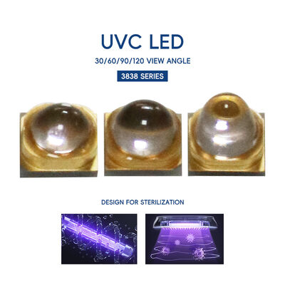 1W 225nm UVC Pick up 233.8nm Led Οπτική Ισχύς 2-3mW 6-8V 150mA SMD 3.8mm UV-C LED Δίοδος 60° Θολωτός Φακός