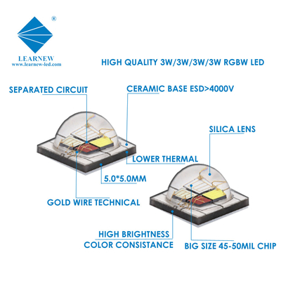 12W SMD5050 RGBW Τσιπ 350mA 620-630nm 520-530nm 460-470nm 3000K Για φώτα σκηνής