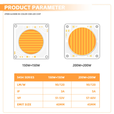 5454 Bi-Color 2700k 6500k Cct Υψηλή ισχύς 1500w 200w Cob Led Chip Module για φωτογραφική λάμπα