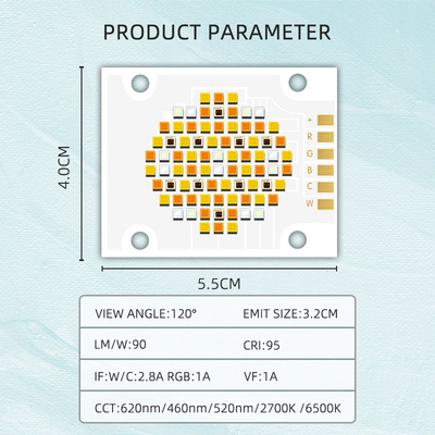 180W Πέντε χρώματα COB LED Chips CCT 620nm/460nm/520nm/2700K /6500K Μεγέθος εκπομπής 32MM CRI 95