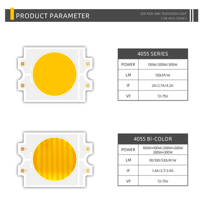 Συνεχή τάση DC 75V Δύο χρώματα LED COB 4055 Δύο χρώματα 2700K+6500K Μεγάλη ισχύς 300W COB LED