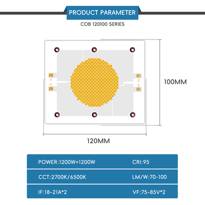 2400W COB Bi-Color 2700K 6500K CCT Υψηλή ισχύς 1200W + 1200W COB 120mm * 100mm LED Chip Module CRI 95+ για φωτισμό φωτογραφίας