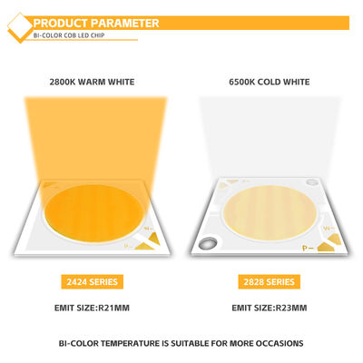 Διπλού χρώματος Υψηλού CRI COB LED 30W/40W/50W/80W 2σε1 Θερμό Λευκό και Ψυχρό Λευκό 2424 LED COB Chip