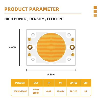Διπλού Χρώματος COB LED Chip 200W 4055 για Φωτισμό Φωτογραφίας 2700K/6500K