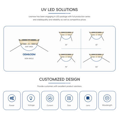 UV LED Chip 1W-50W SMD υψηλής ισχύος για βιομηχανική θεραπεία 50000 ώρες διάρκεια ζωής