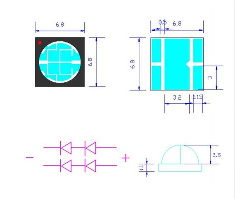 Φαρμακευτικό άμεσο υψηλής ισχύος UVA LED chip SMD6868 365nm 385nm 395nm 10W UV LED φως για UV θεραπεία και 3D εκτυπωτή