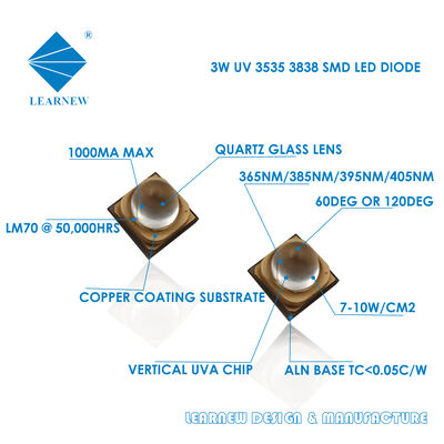 SMD UV LED 3838 Δίοδος 365nm UV LED Module LED Chip LED 385nm Chip Εκτύπωσης LED UV-A LED 3W 60deg Συστήματα Σκλήρυνσης