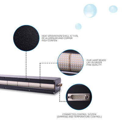 Μακροχρόνια διάρκεια ζωής AC220V 1200W Δοκιμαστικό UV LED Σύστημα 395nm 310mm Μέγεθος Τυπογραφικές μηχανές 12w/cm2 0-12V Dimming Offset Printer