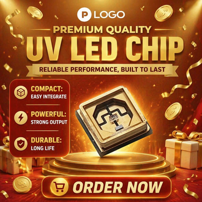 Υψηλής αξιοπιστίας UV LED τσιπάκια (υλικό Ingan) για αποστείρωση/θεραπεία/αισθητοποίηση Προσαρμόσιμα μήκη κύματος 70 Lm/W 90 CRI 0,5W